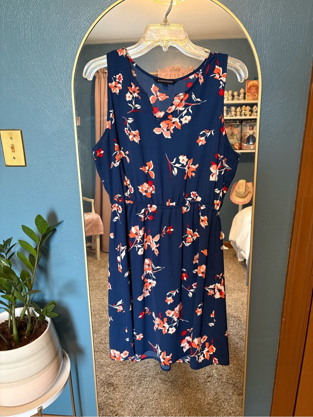 Sleeveless Navy Floral Fit & Flare Dress